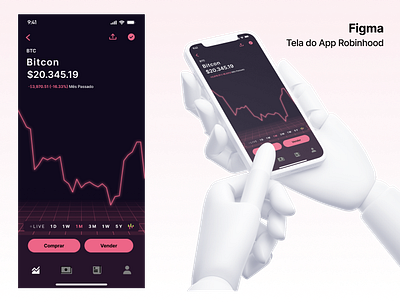 Reprodução do App Robinhood app bitcon figma ui ux uxdesigner