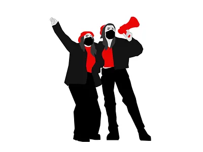 Megaphone 2d illlustration character drawing girls illustration megaphone red black vector