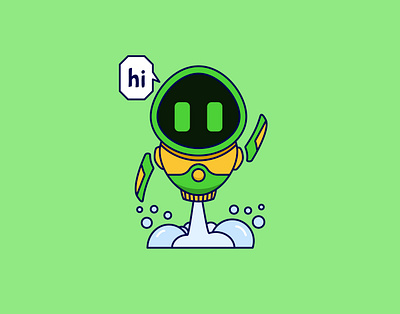 Cute robot say "hi" cartoon cartoon illustration cartoon illustration flat cute droid cute illustration cute robot droid mascot flat cartoon style illustration vector mascot design mascot illustration vector cute vector design