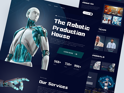 Robotic Web-site Landing Page artificial intellegence blockchain branding cryptorobotic cyborg electronic innovation landing page landingpage page robot robotic landing page robotic website robotics site ui design uiux ux web webdesign