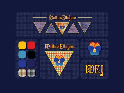 Wallace Ella June Logo branding design illustration illustrator logo primary colors primary colours red blue yellow vector