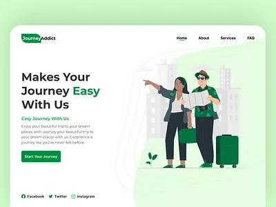 Journey Addict app branding design figma illustration landing page travel ui uiux ux vector web design website