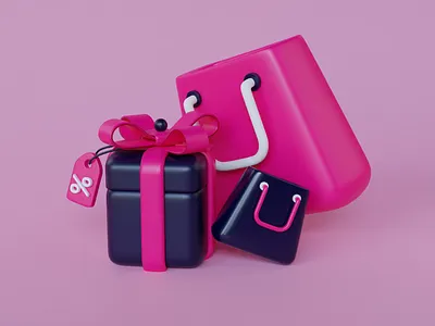 Gift box 3d creative design icon illustration market pink