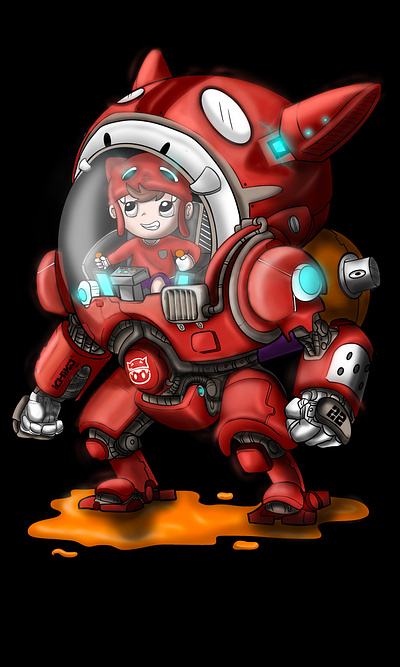 mecha robot with ichiko graffiti concept branding cartoon character design graffiti illustration logo robot vector