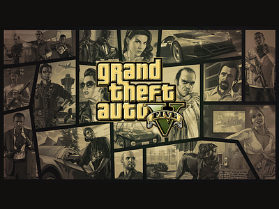 Grand Theft Auto V Gold 10 years 2d anniversary artwork branding challenge design golden grand theft auto 5 gta gta 5 gta v illustration logo rockstar games wallpaper