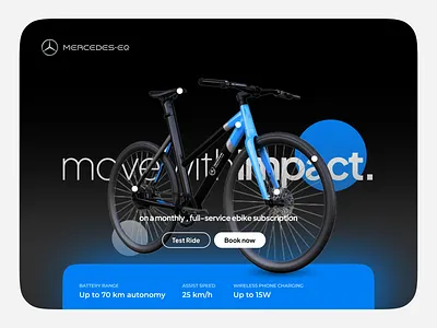 Mercedes EQ Bike benz bicycle bike black blue design eq formulab graphic design green illustration landing page mercedes minimal riding tech ui visual website design