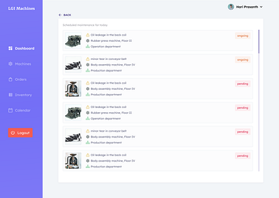 LGI Machines - CMMS software (shot 2) app branding design illustration logo minimal typography ui ux vector