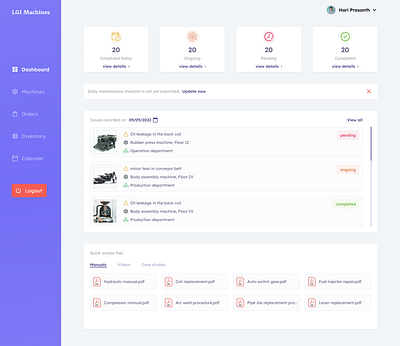 LGI Machines - CMMS software (shot 1) app branding design illustration logo minimal typography ui ux vector