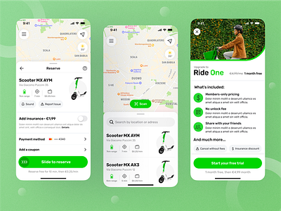 Scooter & Bike Sharing Mobile App | UI Challenge #03 app bike bike sharing city design ios map mobile mobile design mobility product design rental ride sharing scooter scooter sharing sharing sharing app ui ux vehicle