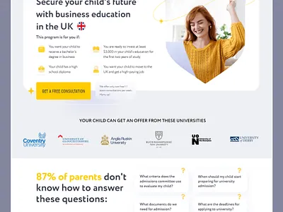Landing page for an educational project education first screen landing page ui uiux