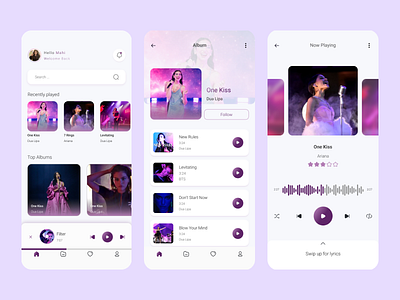 Music App application designer dualipa music ui uiux userexperience userinterface