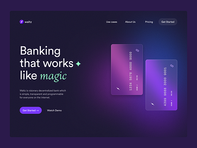 Web3 Financial - Landing Page UI bank blur branding dark dark mode finance future glass glassmorphism grain hero section landing page noise texture ui ux visual design web3 webdesign website design