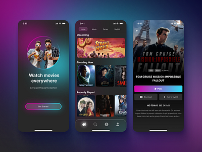 Movie Apps branding mobile app movie apps phone ui ui design