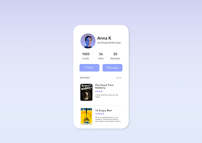 User Profile - Movie Reviews - Daily UI 006 app design dailyui dailyuichallenge movies ui ux