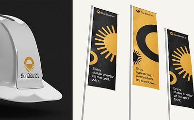 Sun District Solars | Brand Identity brand designer brand identity branding creative direction design designer graphic design logo logo icon logomark minimalistic logo solar branding solar energy solar installation solar panel unique logo visual identity