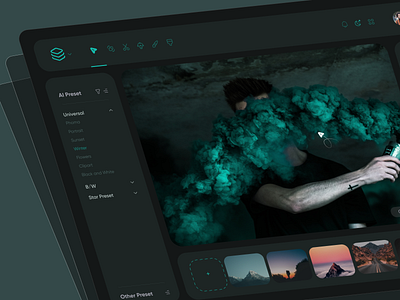 Photty | Online photo editor (Dark Version) no code photo editor product design saas ui user experience user interface userinterface