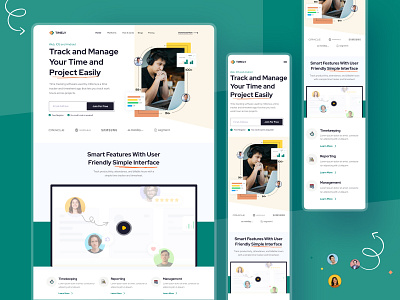 Timely - SAAS Landing Page UI Design | Mobile Responsive branding clean design digital product landing page mobile design modern product design project remote responsive design saas task management time tracking tracking software ui ui design uiux ux design web page website design