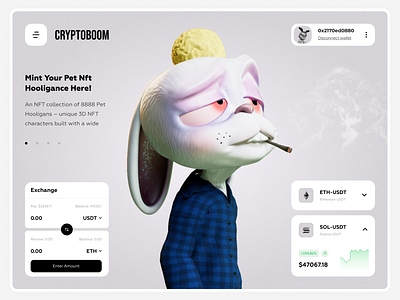 PET HOOLIGANCE NFT — CRYPTO WEBSITE | BUYING CRYPTOCURRENCIES 3d blender clean corporate crypto dashboard figma finance home page illustration landing light ui minimal minimalism nft tilda ui ux webdesign website