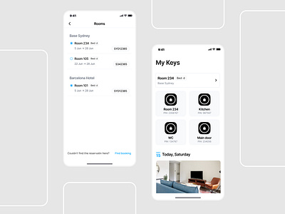 My Keys app design figma flat hostel hotel key lock minimal property smart lock ui uiux