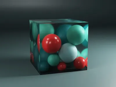 Spheres in a box 3d blender