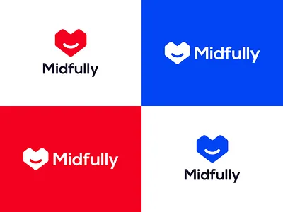 Midfully logo Mark brand brand identity branding heart identity logo logo design logo designer logo mark logodesign logofolio logos logotype love m letter logo mark medical logo modern logo smile icon typography