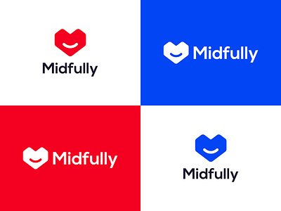 Midfully logo Mark brand brand identity branding heart identity logo logo design logo designer logo mark logodesign logofolio logos logotype love m letter logo mark medical logo modern logo smile icon typography