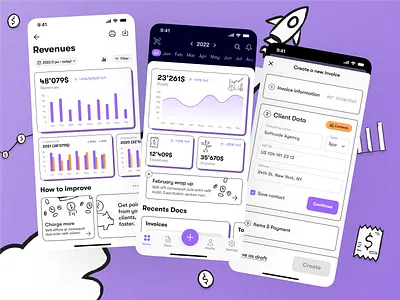 Invoicing Neubrutalism Mobile App | UI Challenge #11 app banking business cashflow costs design entrepreneur finance investing invoice invoicing mobile money product design profit revenues stock trading transaction ui ux