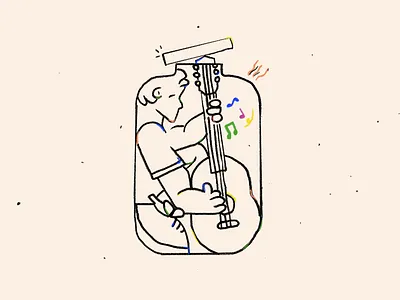 Bottled Away, Guitarist 2d abstract adobe illustrator art artwork bottle charecter crayon design digital doodle dribdrab flat guitar illustration line drawing minimal person photoshop terrarium