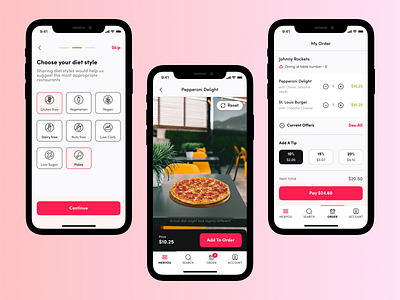 iOS design for a dine-in app app ios minimal uidesign