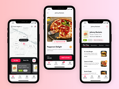 iOS design for a dine-in app app ios minimal