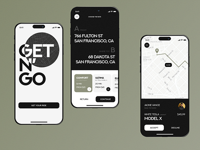 Get N' Go | Taxi Mobile App booking cab car location map mobile app mobile ui ride taxi taxi app taxi ui uber uber app