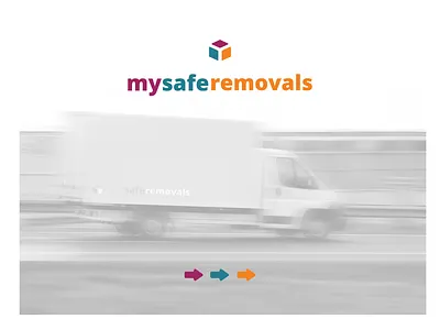 On the Move branding car graphic design logo removals vector