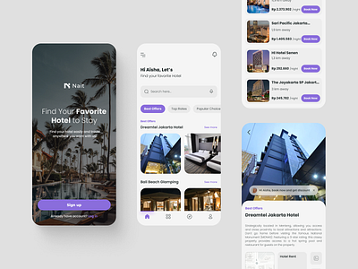 Hotel Booking App application design booking app eksploration hotel application hotel booking mobile light theme mobile desiign ui design uiux user interface