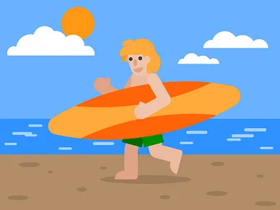 Surf boy chracter design design digital art drawing flat design graphic design illustration illustration 2d ui vector vector illustration