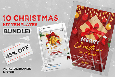 10 Christmas Kit Templates PSD christmas event flyer instagram banners merry christmas psd xmas