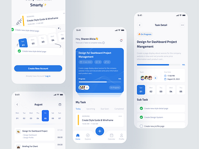 Task and Project Management Mobile App app clean design dashboard kanban management notion organize planner product designer productivity project management saas task management tasks team manager todo tracking ui ux work list