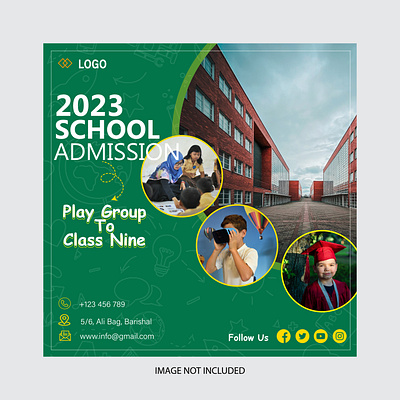 School admission 2023 social media post design template 2023 admission media post school social