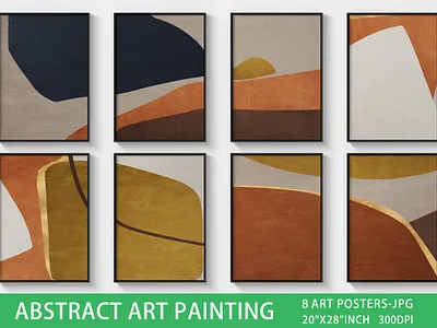 Abstract orange geometric art background card contemporary decoration design eometry grunge hand painted illustration logo paintings