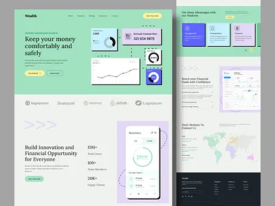 Finance Website Landing Page bank credit card design finance financial fintech investment landingpage mobile app modern ui payment saas ui uidesign uiux web web app website websitedesign