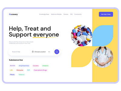 Recovery Center UI animation branding typography ui ux web