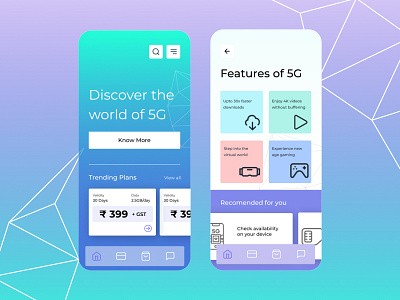 The 5G network mobile app 5g 5gmobile arvr connect customer experience design illustration internet iot network serviceprovider ui uiux usercentered design wireless