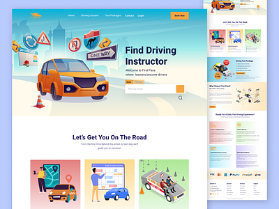 Driving School Landing page UI adobe xd app design in figma apps car car driving car driving landing page car driving school car driving website car landing page car website classic car design driving driving school driving school landing page figma illustration landing page uiux ux