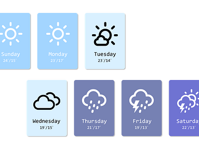 DailyUI 037 - Weather cards dailyui dailyui037 dailyuichallenge dailyuiweather design practise ui weather