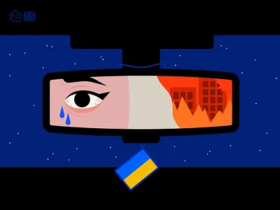 My home is on fire bombing car character cry fire home illustration kyiv refugee tear ukraine vector view