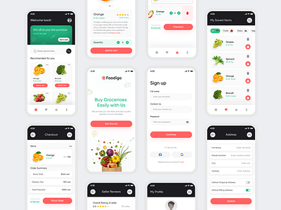 Foodigo Grocery App Design 3d android animation app app design application branding delivery app food delivery food delivery app fruit graphic design grocery ios logo mobile app motion graphics supermarket ui vegetable
