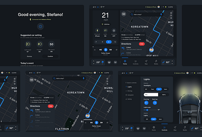 in–Card Dashboard animation car car interface dashboard electric map minimal principle product design technology tesla