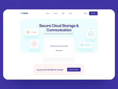 File Transfer Landing Page: Animation animation cloud cloud based file file transfer free fresh landing landing animation landing page landing page design landing page ui modern landing page modern website pastel storage transfer trend upload landing