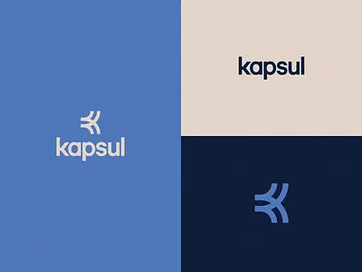 Kapsul Logo air conditioner app blue branding calibre clean flat k logo kapsul minimal minimalist modern logo modernist simple typography wifi logo