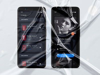 Calendar app Design | Grizzly Mobile App Ui KIt adroid ui kit animated mockup animation article design calendar design dark mode dark ui drawer event free ui kit ios ui kit iphone mockup list modal motion popup ui kit ux design xd ui kit