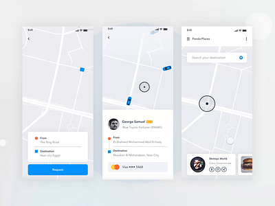Interactive map Design | Grizzly Mobile App Ui KIt adroid ui kit animated mockup app design statistics article design car careem dark ui feed list design free ui kit grab interactive map ios ui kit login design map tracking uber ux design walk through design xd ui kit